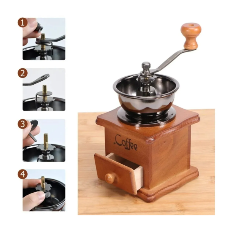Molino De Café Manual Portátil De Madera