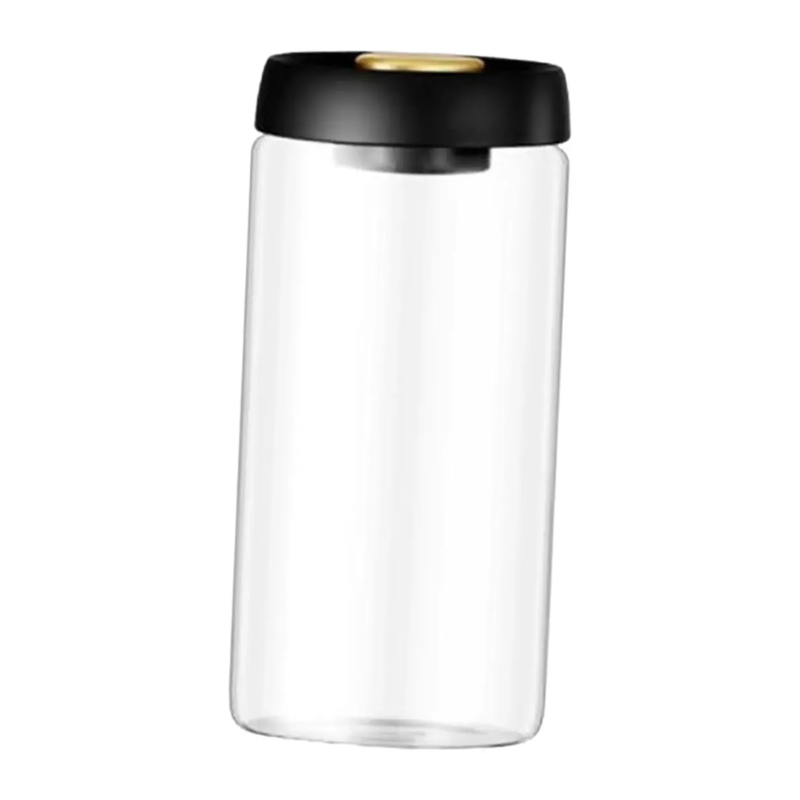 Frasco Cafe Sellado Al Vacío Granos Bote Tarro Vidrio 900g Negro/dorado