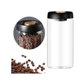 Frasco Cafe Sellado Al Vacío Granos Bote Tarro Vidrio 900g Negro/dorado