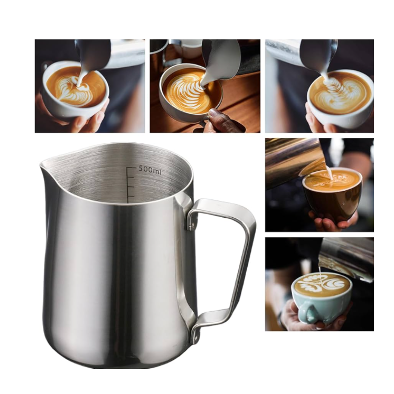 Jarra Café Latte Espumador En Acero Inoxidable Barista 550ml Plateado