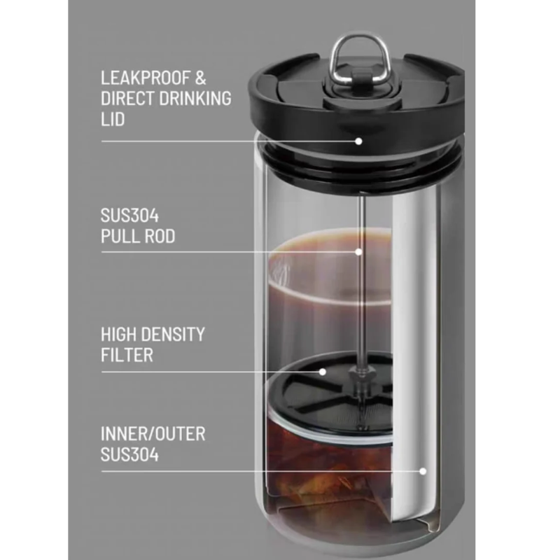 Termo Prensa Francesa Cafetera Portátil Taza De Café 750ml