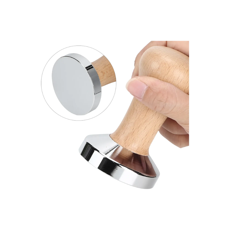 Tamper Café 58mm Acero Inoxidable Madera