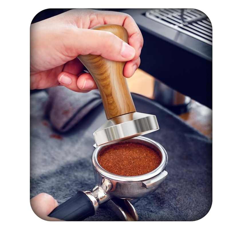 Tamper Café 58mm Acero Inoxidable Madera