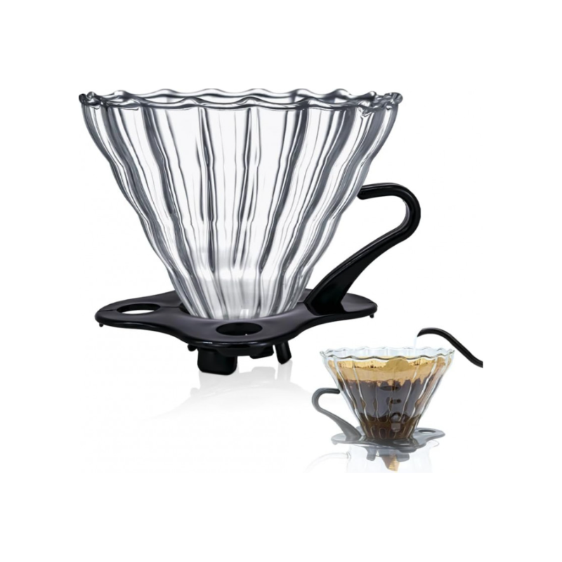 Metodo V60 Cristal Con Base Negra